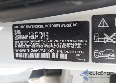 2015 BMW X1 xDrive28I из США, поврежденный, VIN WBAVL1C55FVY40343